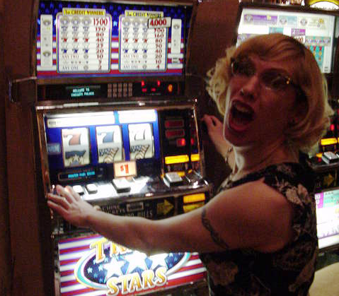 happy lady in vegas